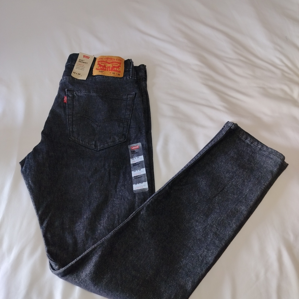 Levi's 510 Men’s 32x32 Skinny Stretch Jeans Charcoal Black New